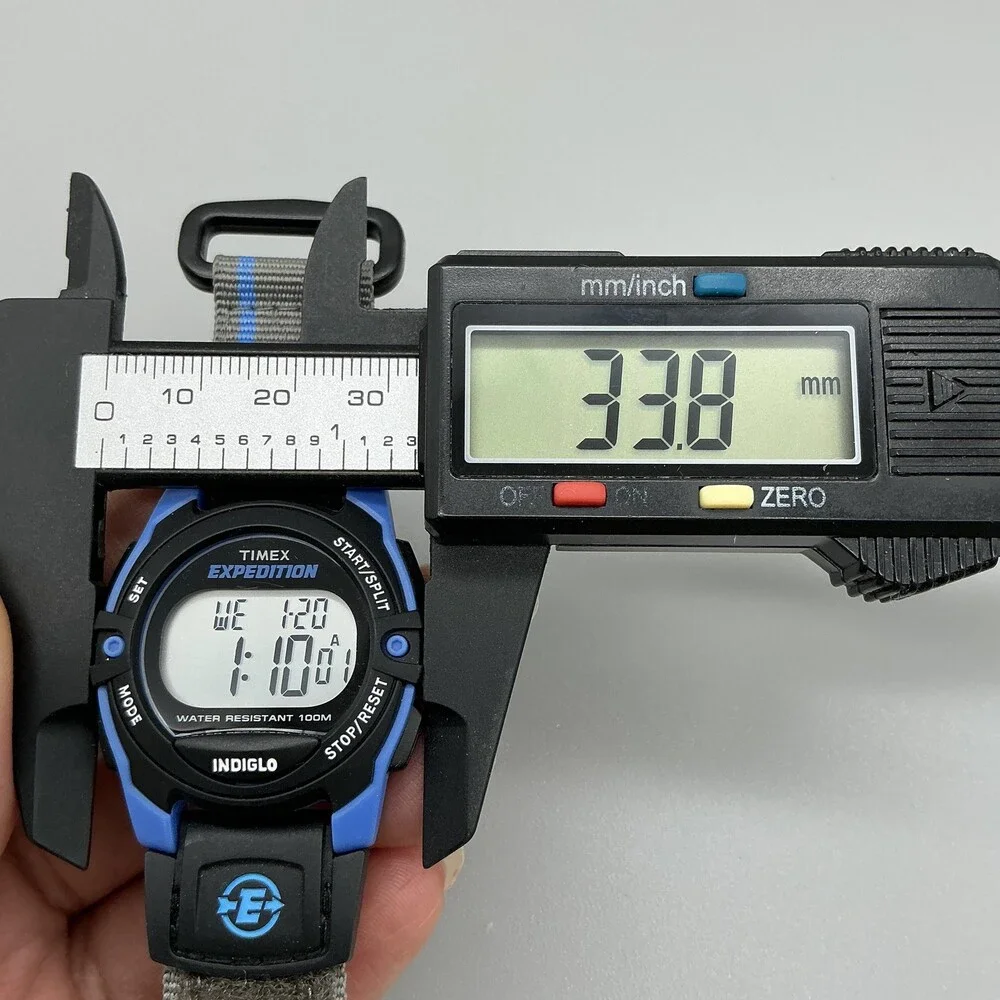 Timex Expedition Unisex Watch 34mm Gray Digital Blue Black Indiglo New Battery